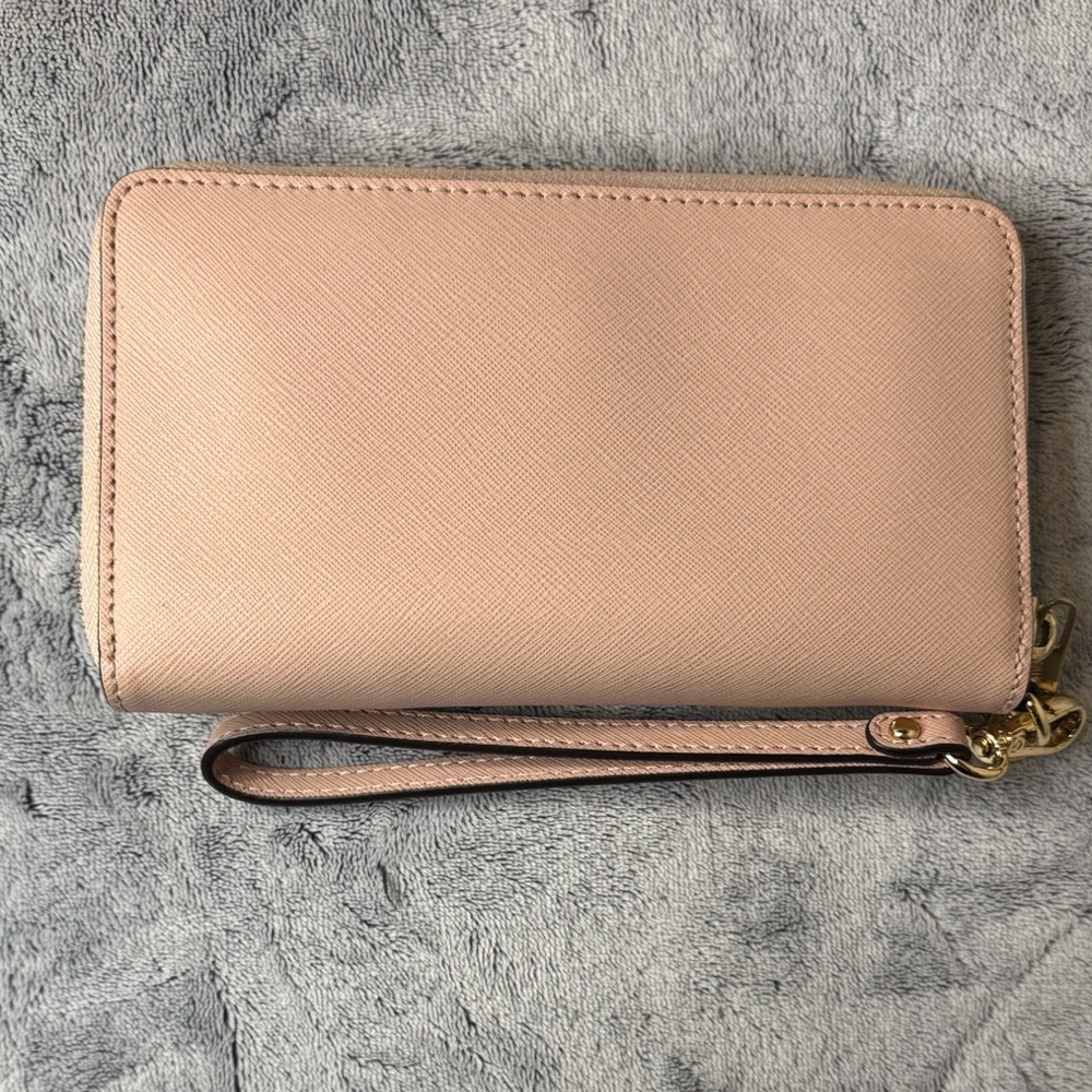 Michael Kors Light Ballet Pink Jet Set Saffiano Wallet Wristlet - Picture 2 of 11